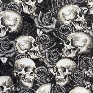 Joanne Fabric Cotton 1 yard 36” x 44” Roses Skulls Black